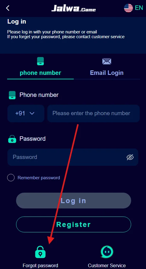 Click on forgot password option